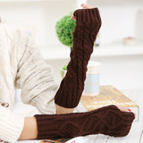 Women,Winter,Knitting,Fingerless,Sleeve,Gloves,Casual,Rhombic,Pattern,Gloves