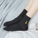Women,Cotton,Pineapple,Embroidery,Middle,Socks,Breathable,Short,Sports,Socks