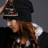 Women,Cotton,Floral,Ethnic,Embroidery,Beanie,Elastic,Breathable,Turban