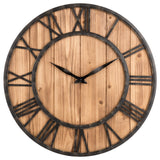 Loskii,Creative,Round,Silent,Wooden,Clock,Decorative,Clock,Living,Decorations
