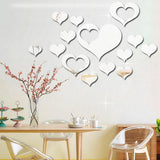 Heart,Silver,Shape,Mirror,Stickers,Bedroom,Background,Office,Decor