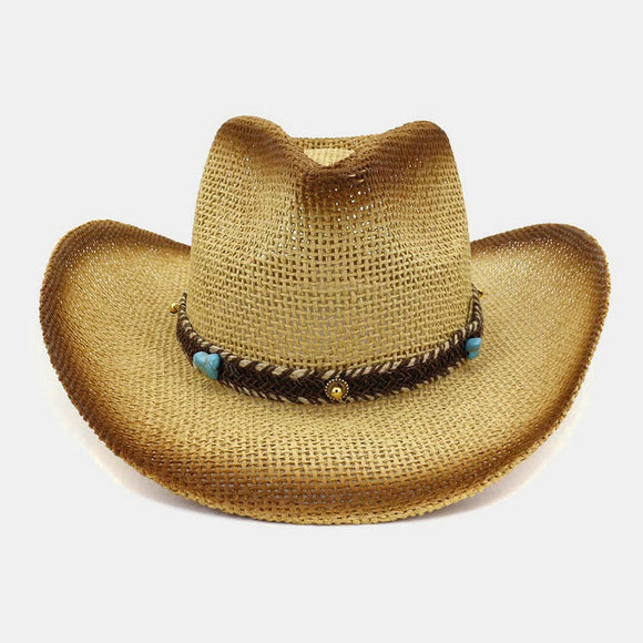 Unisex,Sunscreen,Beach,Travel,Western,Cowboy,Style,Spray,Painting,Straw