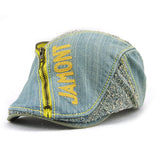 Unisex,Cotton,Denim,Jeans,Washed,Beret,Paper,Zipper,Decorative,Duckbill,Buckle,Cabbie