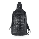 Men's,Leather,Crocodile,Pattern,Chest,Sling,Backpack,Crossbody