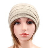 Unisex,Knitted,Crochet,Stripe,Beanie,Knitting,Foldable,Elastic,Baggy,Women