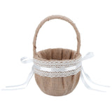 Linen,Basket,Romantic,Bowknot,Handled,Flower,Ceremony,Wedding,Party,Storage,Baskets