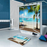 Summer,Beach,Scenery,Outside,Window,Waterproof,Bathroom,Shower,Curtain,Toilet,Cover
