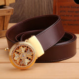 Business,125CM,Genuine,Leather,Embossed,Waist,Alloy,Automatic,Buckle