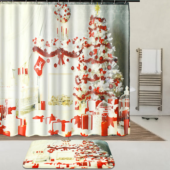 Indoor,Christmas,Dress,Shower,Curtain,Liner,Waterproof,Bathroom,Waterproof,Carpet