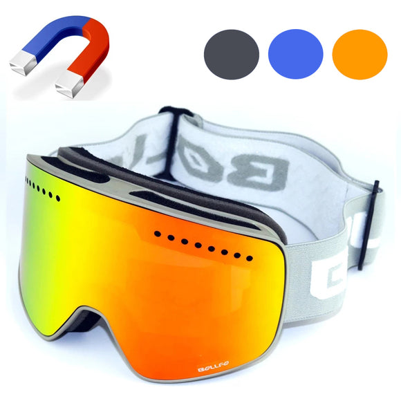 BOLLFO,Magnetic,Goggles,UV400,Double,Mountaineering,Glasses,Women,Snowmobile,Spectacles