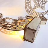 Wooden,Ramadan,Mubarak,Islam,Hanging,Pendant,Plate,String,Light