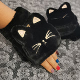 Women,Plush,Thicken,Cartoon,Pattern,Gloves