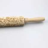 Merry,Christmas,Flower,Pattern,Wooden,Print,Rolling,Christmas,Decorations,Decor,Dessert,Tools