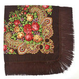 Fringed,Scarf,National,Shawl,Female,Retro,Printed,Flower,Square,Scarf