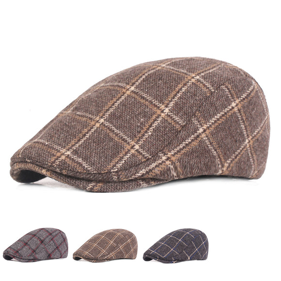 Womens,Winter,Woolen,Plaid,Painter,Beret,Outdor,Adjustable,Peaked