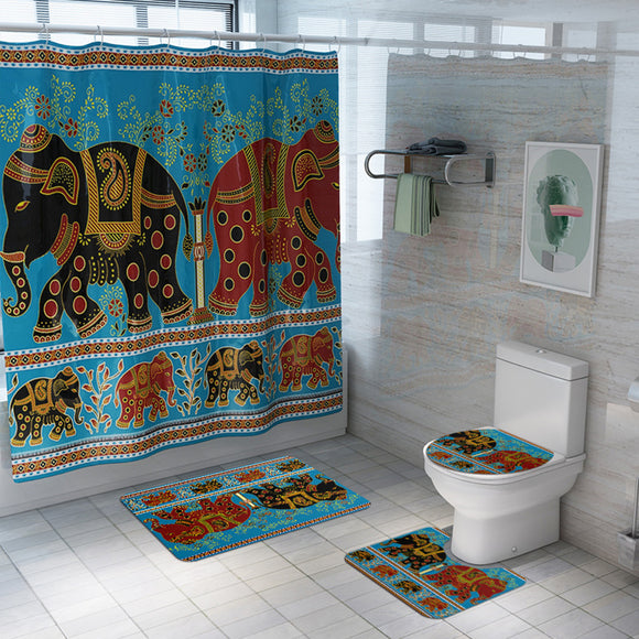Elephant,Printing,Shower,Curtain,Toilet,Cover,Bathroom,Floor,Bathroom,Carpet,Toilet,Cover