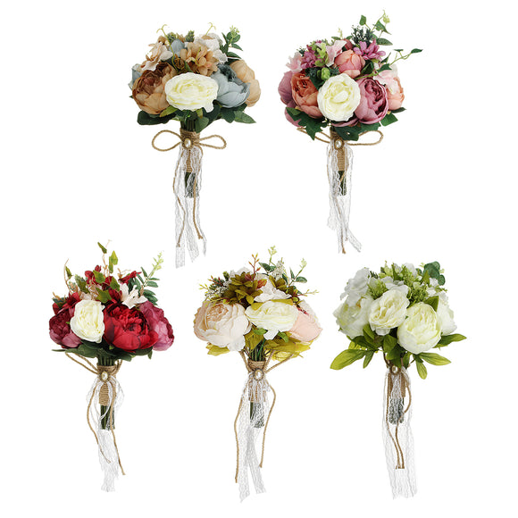 Bride,Holding,Artificial,Flowers,Floral,Wedding,Bouquet,Romantic,Decor,Supplies