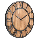 Loskii,Creative,Round,Silent,Wooden,Clock,Decorative,Clock,Living,Decorations