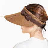 Women,Summer,Bowknot,Bucket,Removable,Sunshade,Outdoor,Straw