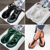 Women's,Summer,Jelly,Flowers,Thong,Sandals,Beach,Flops,Flats,Shoes