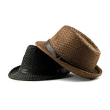 Women,Handmade,Woven,Panama,Style,Fedora,Straw,Leather