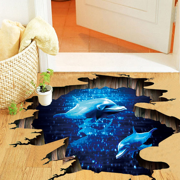 Miico,Creative,Dolphin,Removable,Decorative,Floor,Decor,Sticker