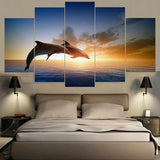 Dolphin,Sunset,Canvas,Print,Paintings,Poster,Picture,Decor,Unframed