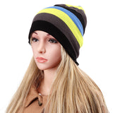 Women,Beanies,Striped,Rainbow,Colors,Cotton,Knitted,Beanie,Gorro