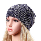 Women,Fashion,Knitted,Woolen,Stripe,Beanie,Casual,Foldable