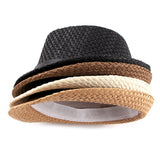 Women,Handmade,Woven,Panama,Style,Fedora,Straw,Leather