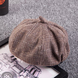 Womens,Leisure,Beanie,Cotton,Docker,Vogue,Outdoor,Plaid,Skullcap