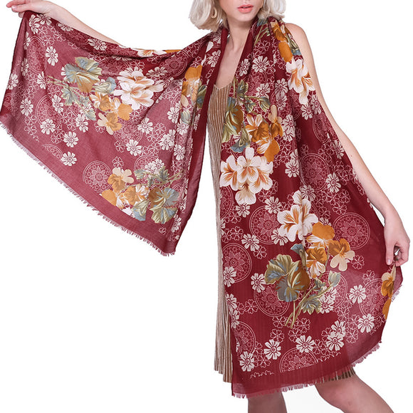 Women,Elegant,Ethnic,Style,Floral,Printing,Scarf,Outdoor,Vintage,Breathable,Shawl