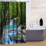 2x1.8CM,Polyester,Waterfall,Nature,Scenery,Bathroom,Shower,Curtain,Hooks
