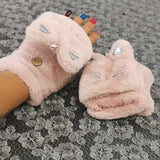 Women,Plush,Thicken,Cartoon,Pattern,Gloves