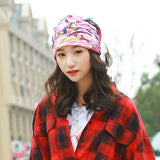 Women,Double,Scarf,Color,Printing,Stripe,Fashion,Bonnet,Scarves