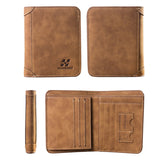 IPRee,Men's,Vintage,Blocking,Trifold,Wallet,Leather,Credit,Holder