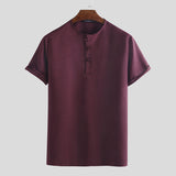 Men's,Solid,Short,Sleeve,Round,Comfortable,Breathable,Blouse,Casual,Camping,Hiking