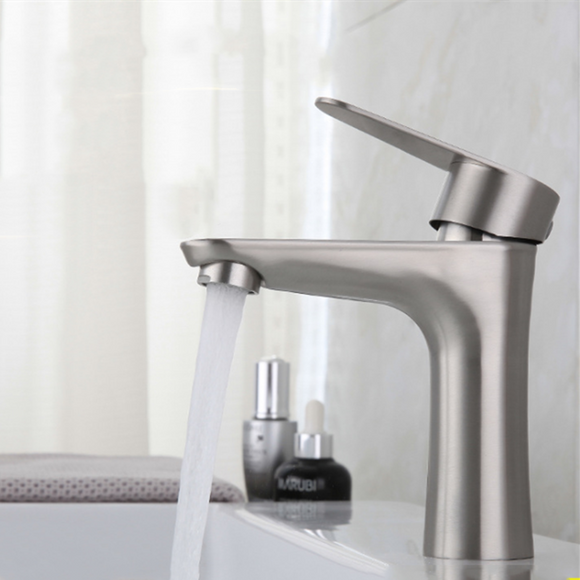 Stainless,Steel,Bathroom,Basin,Faucet,Single,Handle,Single,Water,Mixer,Hoses