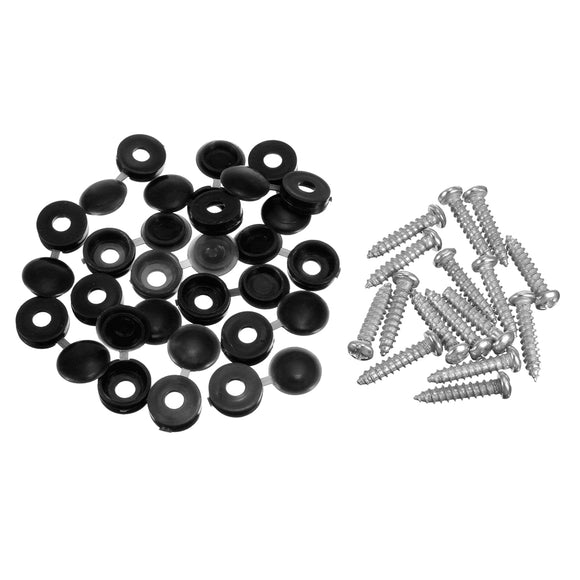 16Pcs,Licence,Number,Plate,Phillips,Tapping,Screw,Hinged,Black,Cover