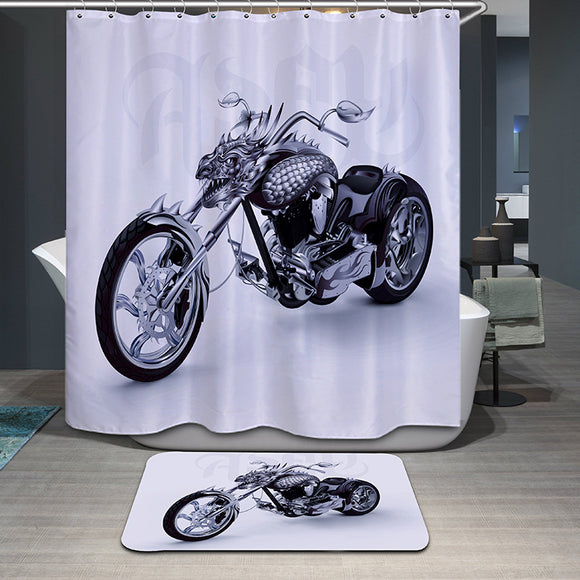 180x180cm,Waterproof,Motorcycle,Polyester,Shower,Curtain,Bathroom,Decor,Hooks