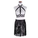 Women,Short,Fringe,Black,Polyester,Belts,Rivet,Short,Tassels,Buckle