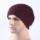 Women,Stripe,Knitted,Beanie,Solid,Casual,Thicker,Winter,Skull