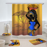 Exotic,African,Girls,Bathroom,Shower,Curtain,Toilet,Cover