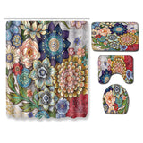 Natural,Pattern,Flower,Polyester,Bathroom,Shower,Curtain,Carpets,Toilet,Cover,Floor
