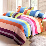 Polyester,Colorful,Stripes,Single,Queen,Reactive,Bedding,Sheet,Duvet,Cover,Pillowcase