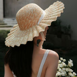 Women,Visor,Casual,Stylish,Round,Shell,Pattern,Straw
