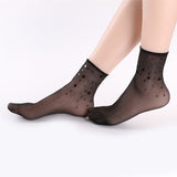 Women,Summer,Ultra,Elastic,Breathable,Middle,Socks,Fashion,Sequins