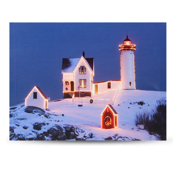 Operated,Christmas,Snowy,Cottage,Canvas,Print