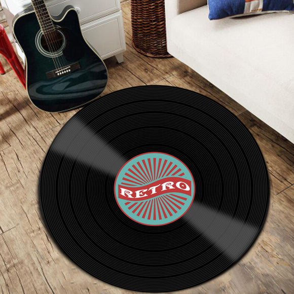 Vinyl,Records,Innovative,Carpet,Round,Floor,Europe,Fashion,Retro,Black,Carpet,Record,Pattern