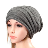 Unisex,Knitted,Crochet,Stripe,Beanie,Knitting,Foldable,Elastic,Baggy,Women